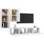 4-teiliges Parkett-TV-Wohnzimmermöbel-Set weiß von vidaXL, TV-Möbel - Ref: Foro24-3078732, Preis: 171,08 €, Rabatt: %