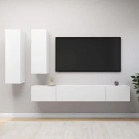 Set de muebles de salón TV 4 piezas madera de ingeniería blanco de vidaXL, Muebles TV - Ref: Foro24-3078733, Precio: 216,84 €...