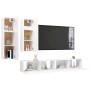 4-teiliges TV-Wohnzimmermöbelset aus weißem Holzwerkstoff von vidaXL, TV-Möbel - Ref: Foro24-3078733, Preis: 207,65 €, Rabatt: %
