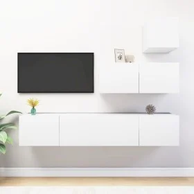 4-teiliges TV-Wohnzimmermöbelset aus weißem Holzwerkstoff von vidaXL, TV-Möbel - Ref: Foro24-3078736, Preis: 175,52 €, Rabatt: %