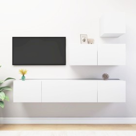 4-teiliges TV-Wohnzimmermöbelset aus weißem Holzwerkstoff von vidaXL, TV-Möbel - Ref: Foro24-3078736, Preis: 162,83 €, Rabatt: %
