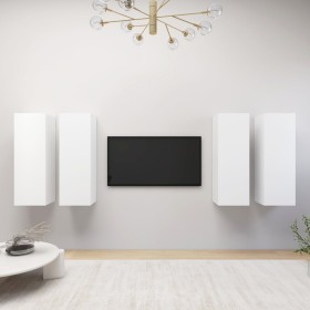 Living room furniture 4 units white engineered wood 30.5x30x90 cm by vidaXL, TV Furniture - Ref: Foro24-3078741, Price: 186,9...