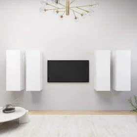 Muebles de salón 4 uds madera ingeniería blanco 30,5x30x90 cm de vidaXL, Muebles TV - Ref: Foro24-3078741, Precio: 183,45 €, ...