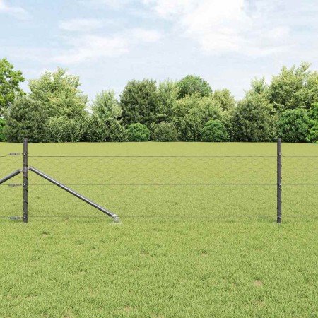 Reja con postes Gris 0.5 x 10 m Acero recubierto de PVC