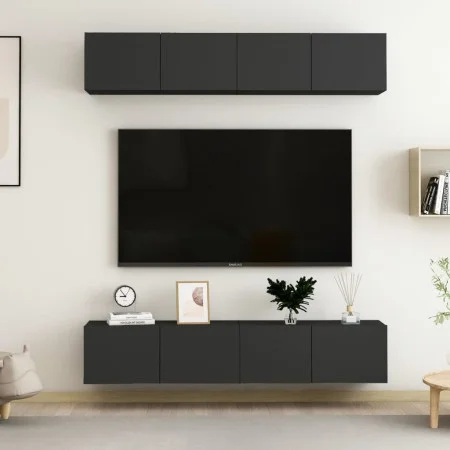 Wohnzimmermöbel 4 Stk. Holzwerkstoff schwarz 80x30x30 cm von vidaXL, TV-Möbel - Ref: Foro24-3078745, Preis: 177,97 €, Rabatt: %
