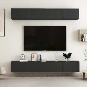 Wohnzimmermöbel 4 Einheiten aus schwarzem Holzwerkstoff 100x30x30 cm von vidaXL, TV-Möbel - Ref: Foro24-3078746, Preis: 267,0...
