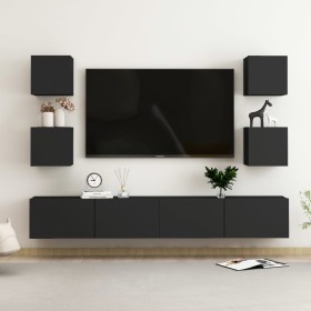 6-teiliges TV-Wohnzimmermöbelset aus schwarzem Holzwerkstoff von vidaXL, TV-Möbel - Ref: Foro24-3078768, Preis: 219,76 €, Rab...