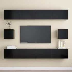 6-teiliges TV-Wohnzimmermöbelset aus schwarzem Holzwerkstoff von vidaXL, TV-Möbel - Ref: Foro24-3078789, Preis: 308,24 €, Rab...