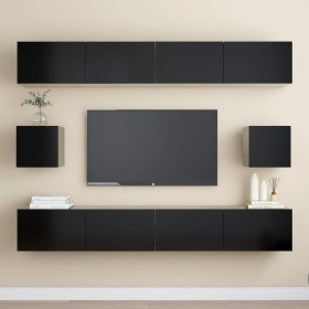 Set de muebles de salón TV 6 piezas madera ingeniería negro de vidaXL, Muebles TV - Ref: Foro24-3078789, Precio: 294,70 €, De...