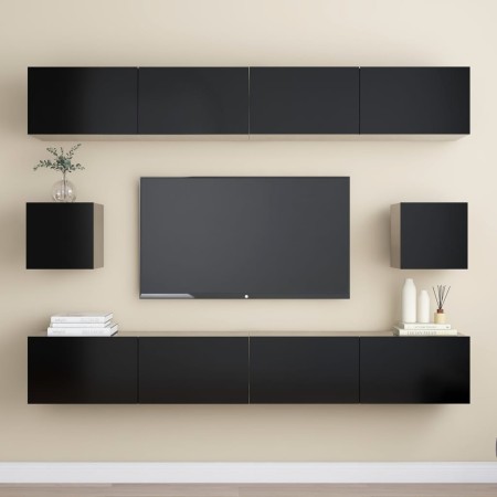 6-teiliges TV-Wohnzimmermöbelset aus schwarzem Holzwerkstoff von vidaXL, TV-Möbel - Ref: Foro24-3078789, Preis: 294,70 €, Rab...