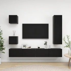 5-teiliges TV-Wohnzimmermöbelset aus schwarzem Holzwerkstoff von vidaXL, TV-Möbel - Ref: Foro24-3078802, Preis: 227,99 €, Rab...