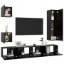 5-teiliges TV-Wohnzimmermöbelset aus schwarzem Holzwerkstoff von vidaXL, TV-Möbel - Ref: Foro24-3078802, Preis: 227,99 €, Rab...