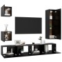 5-teiliges TV-Wohnzimmermöbelset aus schwarzem Holzwerkstoff von vidaXL, TV-Möbel - Ref: Foro24-3078802, Preis: 231,11 €, Rab...