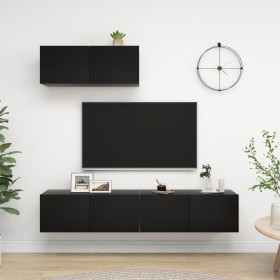 Set de muebles de salón TV 3 pzas madera de ingeniería negro de vidaXL, Muebles TV - Ref: Foro24-3078806, Precio: 127,36 €, D...