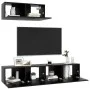 3-piece black engineered wood TV living room furniture set by vidaXL, TV Furniture - Ref: Foro24-3078806, Price: 134,44 €, Di...