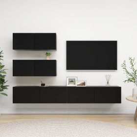 6-piece black engineered wood TV living room furniture set by vidaXL, TV Furniture - Ref: Foro24-3078816, Price: 216,78 €, Di...