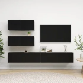 6-teiliges TV-Wohnzimmermöbelset aus schwarzem Holzwerkstoff von vidaXL, TV-Möbel - Ref: Foro24-3078816, Preis: 223,54 €, Rab...