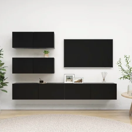 6-piece black engineered wood TV living room furniture set by vidaXL, TV Furniture - Ref: Foro24-3078816, Price: 225,62 €, Di...
