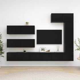 7-piece engineered wood living room TV furniture set in black. by vidaXL, TV Furniture - Ref: Foro24-3078822, Price: 407,85 €...
