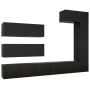 Set de muebles de salón TV 7 piezas madera de ingeniería negro de vidaXL, Muebles TV - Ref: Foro24-3078822, Precio: 423,15 €