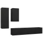 Set de muebles de TV salón 4 piezas madera contrachapada negro de vidaXL, Muebles TV - Ref: Foro24-3078837, Precio: 161,11 €,...