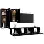 4-teiliges Wohnzimmer-TV-Möbelset aus schwarzem Sperrholz von vidaXL, TV-Möbel - Ref: Foro24-3078837, Preis: 157,83 €, Rabatt: %