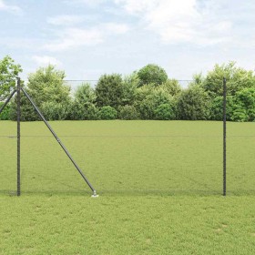 Reja con postes Gris 1.6 x 10 m Acero recubierto de PVC