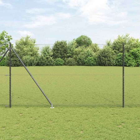 Reja con postes Gris 1.6 x 10 m Acero recubierto de PVC