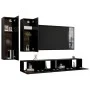 4-teiliges Wohnzimmer-TV-Möbelset aus schwarzem Sperrholz von vidaXL, TV-Möbel - Ref: Foro24-3078838, Preis: 235,93 €, Rabatt: %