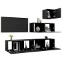 4-teiliges TV-Wohnzimmermöbel-Set Sperrholz schwarz von vidaXL, TV-Möbel - Ref: Foro24-3078841, Preis: 160,43 €, Rabatt: %