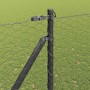 Reja con postes Gris 1.6 x 10 m Acero recubierto de PVC
