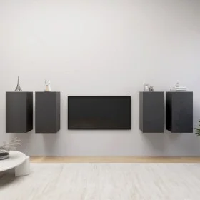 Muebles de salón 4 pzas madera ingeniería gris 30,5x30x60 cm de vidaXL, Muebles TV - Ref: Foro24-3078950, Precio: 133,92 €, D...