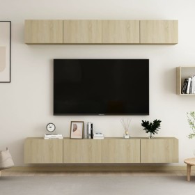 Wohnzimmermöbel-Set 4-teilig Sonoma-Eiche 100x30x30 cm von vidaXL, TV-Möbel - Ref: Foro24-3078956, Preis: 165,09 €, Rabatt: %