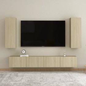 4 Stück Holzwerkstoff TV Wohnzimmer Möbel Set Sonoma Eiche von vidaXL, TV-Möbel - Ref: Foro24-3078959, Preis: 167,85 €, Rabat...