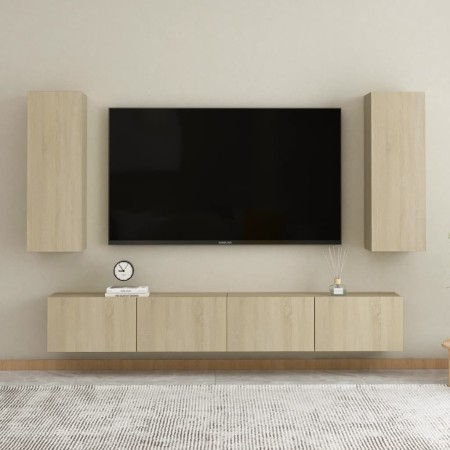 4 Stück Holzwerkstoff TV Wohnzimmer Möbel Set Sonoma Eiche von vidaXL, TV-Möbel - Ref: Foro24-3078959, Preis: 167,85 €, Rabat...