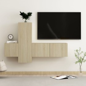 Wohnzimmer-TV-Möbelset, 3-teilig, Holzwerkstoff, Sonoma-Eiche von vidaXL, TV-Möbel - Ref: Foro24-3078969, Preis: 106,66 €, Ra...