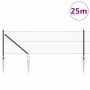 Reja con postes Gris 0.6 x 25 m Acero recubierto de PVC