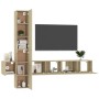 TV living room furniture set 5 pieces engineered wood Sonoma oak by vidaXL, TV Furniture - Ref: Foro24-3078970, Price: 188,23...