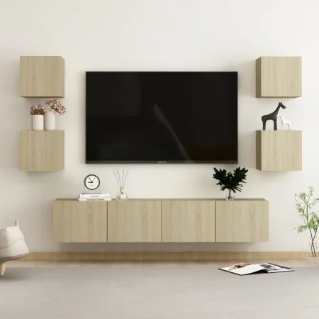 6-teiliges Wohnzimmermöbelset aus Sonoma-Eiche von vidaXL, TV-Möbel - Ref: Foro24-3078977, Preis: 162,32 €, Rabatt: %