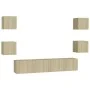 6-teiliges Wohnzimmermöbelset aus Sonoma-Eiche von vidaXL, TV-Möbel - Ref: Foro24-3078977, Preis: 162,32 €, Rabatt: %