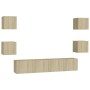 6-teiliges Wohnzimmermöbelset aus Sonoma-Eiche von vidaXL, TV-Möbel - Ref: Foro24-3078977, Preis: 159,48 €, Rabatt: %