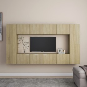 8-teiliges Wohnzimmermöbel-Set aus Sonoma-Eiche von vidaXL, TV-Möbel - Ref: Foro24-3078984, Preis: 300,82 €, Rabatt: %