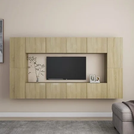 8-teiliges Wohnzimmermöbel-Set aus Sonoma-Eiche von vidaXL, TV-Möbel - Ref: Foro24-3078984, Preis: 307,61 €, Rabatt: %