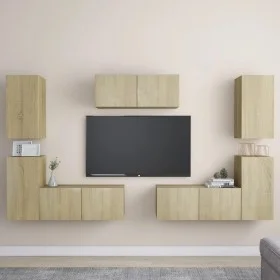 7-teiliges Wohnzimmermöbelset aus Sonoma-Eiche von vidaXL, TV-Möbel - Ref: Foro24-3078987, Preis: 264,29 €, Rabatt: %