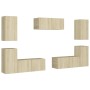 7-teiliges Wohnzimmermöbelset aus Sonoma-Eiche von vidaXL, TV-Möbel - Ref: Foro24-3078987, Preis: 258,35 €, Rabatt: %