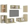 7-teiliges Wohnzimmermöbelset aus Sonoma-Eiche von vidaXL, TV-Möbel - Ref: Foro24-3078987, Preis: 264,29 €, Rabatt: %