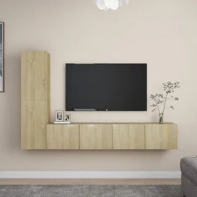 4-teiliges Wohnzimmermöbel-Set aus Sonoma-Eiche von vidaXL, TV-Möbel - Ref: Foro24-3078989, Preis: 155,84 €, Rabatt: %