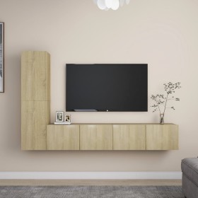 4-teiliges Wohnzimmermöbel-Set aus Sonoma-Eiche von vidaXL, TV-Möbel - Ref: Foro24-3078989, Preis: 152,41 €, Rabatt: %