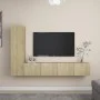 4-teiliges Wohnzimmermöbel-Set aus Sonoma-Eiche von vidaXL, TV-Möbel - Ref: Foro24-3078989, Preis: 155,84 €, Rabatt: %