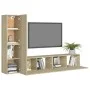 4-teiliges Wohnzimmermöbel-Set aus Sonoma-Eiche von vidaXL, TV-Möbel - Ref: Foro24-3078989, Preis: 155,84 €, Rabatt: %